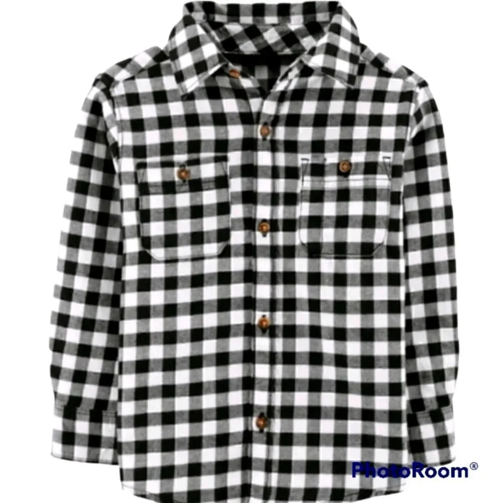 Carter's Twill Checkered Button Down Long Sleeve Shirt -Q